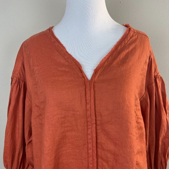 Anthropologie Holding Horses Tunic Top Small Ginnie Linen 3/4 Puff Sleeve‎ - Picture 4 of 14